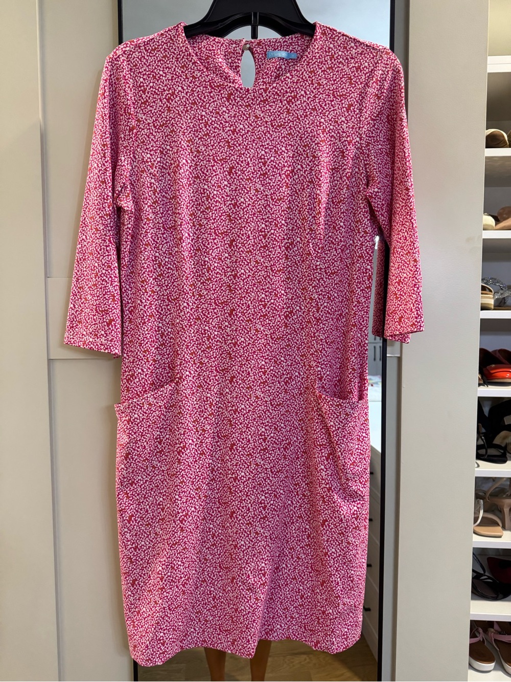 Pink Patterned Shift Dress